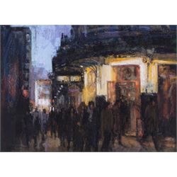 Debra Manifold PS RI (British 1961-2002): 'The Gielgud Theatre Shaftesbury Avenue', mixed ...