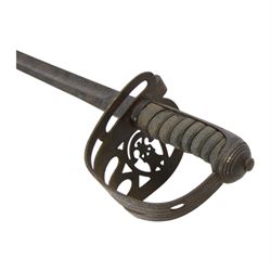 Victorian Rifle Regiment officer's sword,  1827 pattern, with 78cm steel blade, wirebound fishskin grip, overall L92cm