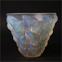 Rene Lalique (French, 1860-1945), Moissac pattern opalescent glass vase, model 992, designed circa 1930, moulded signature beneath, H13cm