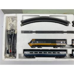 Hornby '00' gauge - Intercity 125 2-car set Nos.43010 & 43011 with one coach in original box with track and additional 4-6-0 locomotive and tender No.7476 and goods wagon; and another similar HST Intercity 125 2-car set Nos.43125 & 43126 with two coaches in original box with track and controller (2)