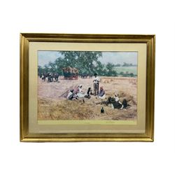 David Shepherd (British 1931-): 'The Lunch Break', limited edition colour print signed and numbered 294/850 in pencil with Fine Art Guild blind stamp 54cm x 73cm and another Shepherd print of Puppies (2)