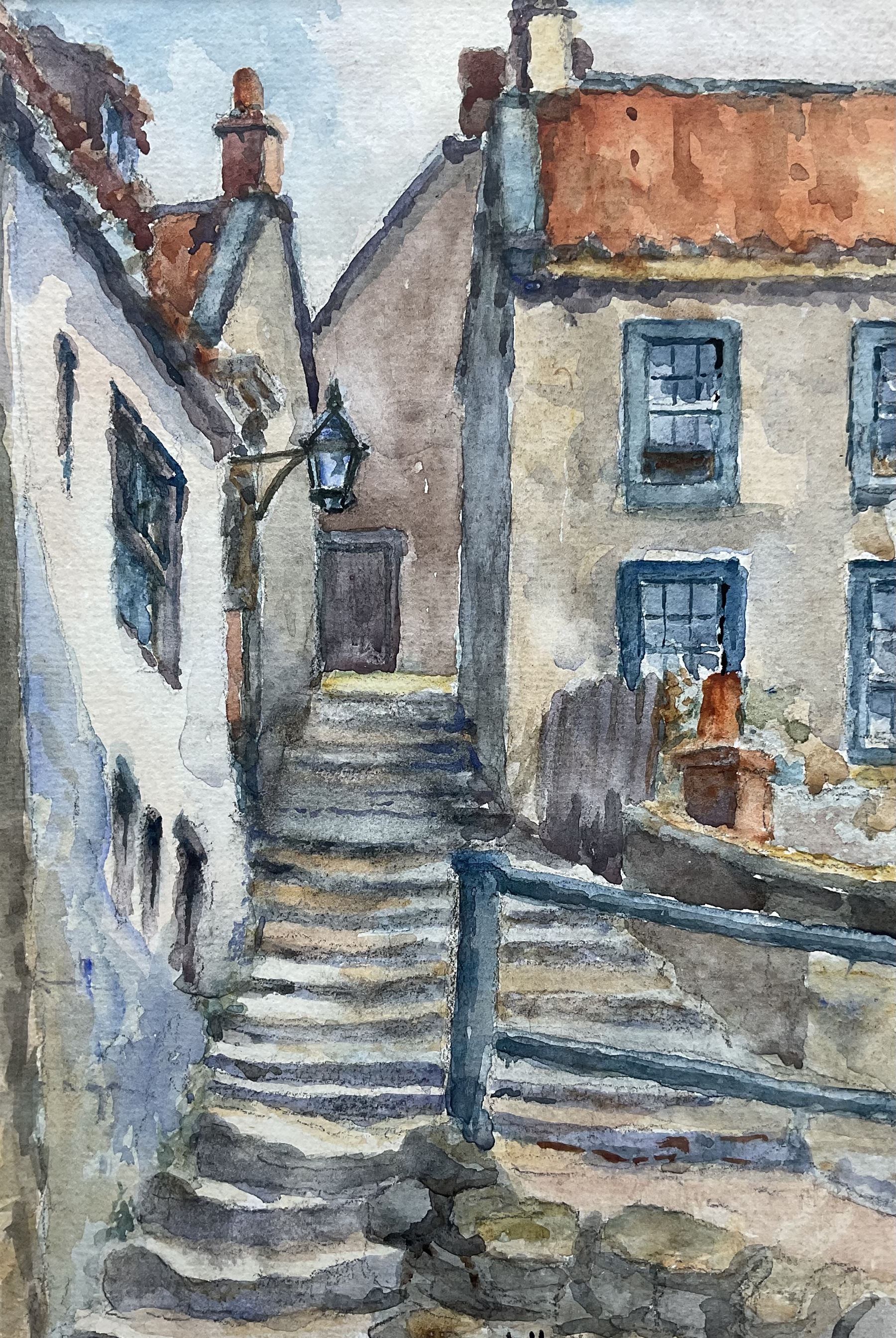 James Ulric Walmsley (British 1860-1954): Street in Robin Hood's Bay, watercolour signed