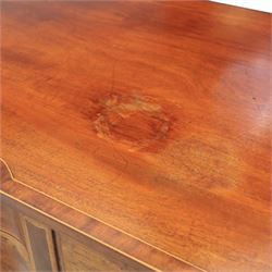 George III Sheraton design serpentine inlaid mahogany and satinwood sideboard