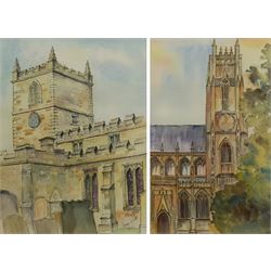 Penny Wicks (British 1949-): 'Beverley Minster' and 'All Saints Church Kirkbymoorside', two watercolours signed, titled verso 34cm x 21cm and 33cm x 25cm (2)