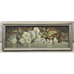 Minnie Rosa Bebb (British 1857-1945): Still Life of White Flowers, watercolour signed and dated 1903 18cm x 52cm 