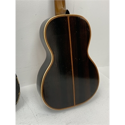 Inlaid acoustic guitar in carrying case 