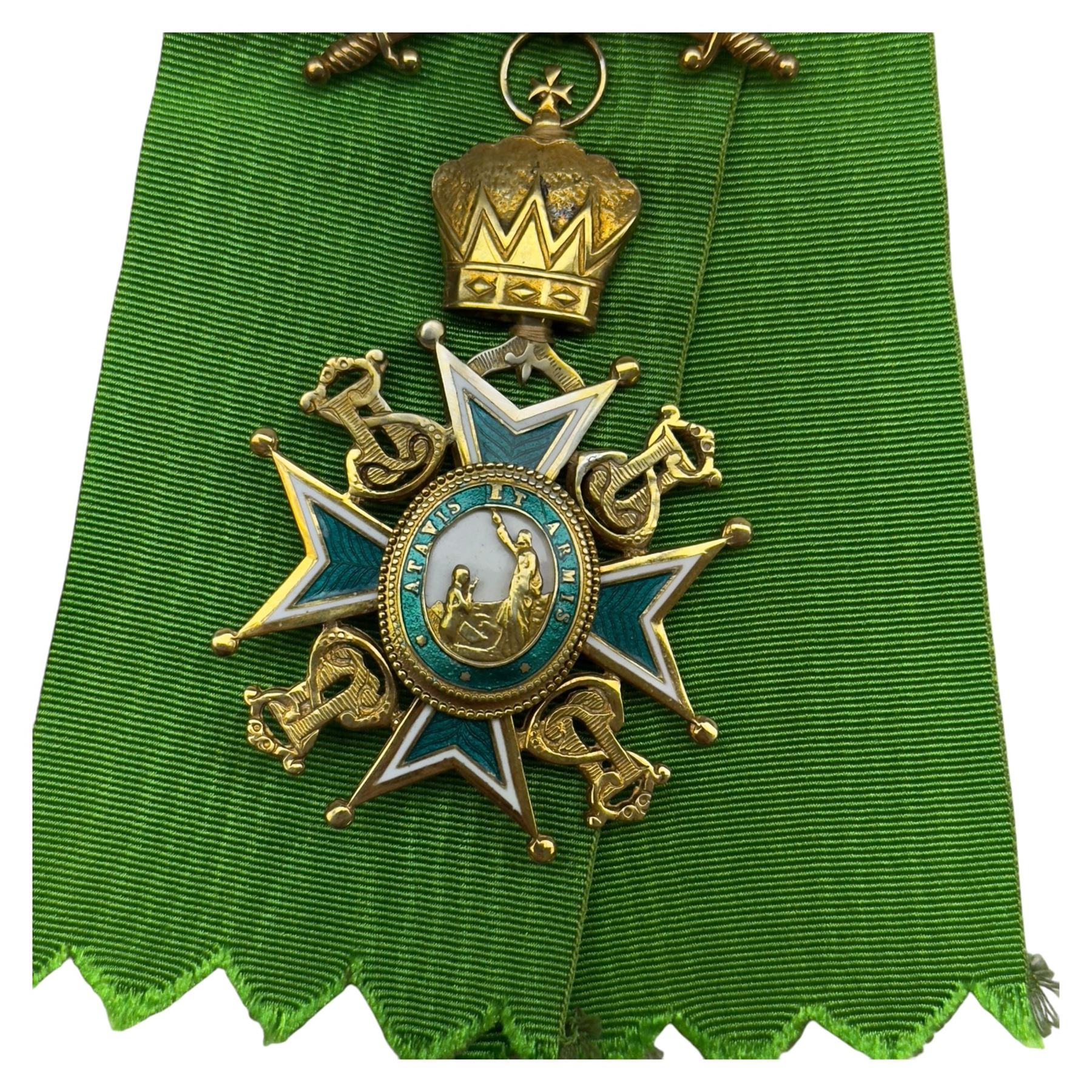 Military and  Hospitaller Order of St. Lazarus of Jerusalem, Knight of Grace, gilt silver and enamel breast badge