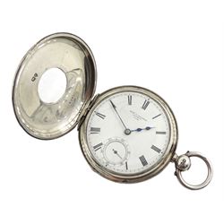 Victorian silver half hunter lever fusee presentation pocket watch by Robert H Halford, silver open face ever fusee by James Miller, Selkirk and two other silver open face lever going barrel pocket watches, all hallmarked (4)