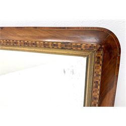 19th century cross banded and inlaid  Tunbridgeware overmantle mirror 