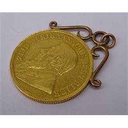  South Africa 1898 gold pond coin, with pendant mount, total weight 8.5 grams  