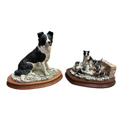 Border fine arts figure, Border collie, model no MT07, by M Turner H22cm, along with Border fine arts figure Spilt milk, model number JH99, by Ray Ayres H15cm.