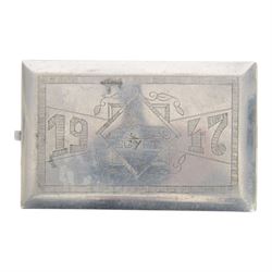 Two WWII North African campaign Prisoner-of-War-work cigarette cases, made with materials salvaged from aircraft wrecks, L13cm 