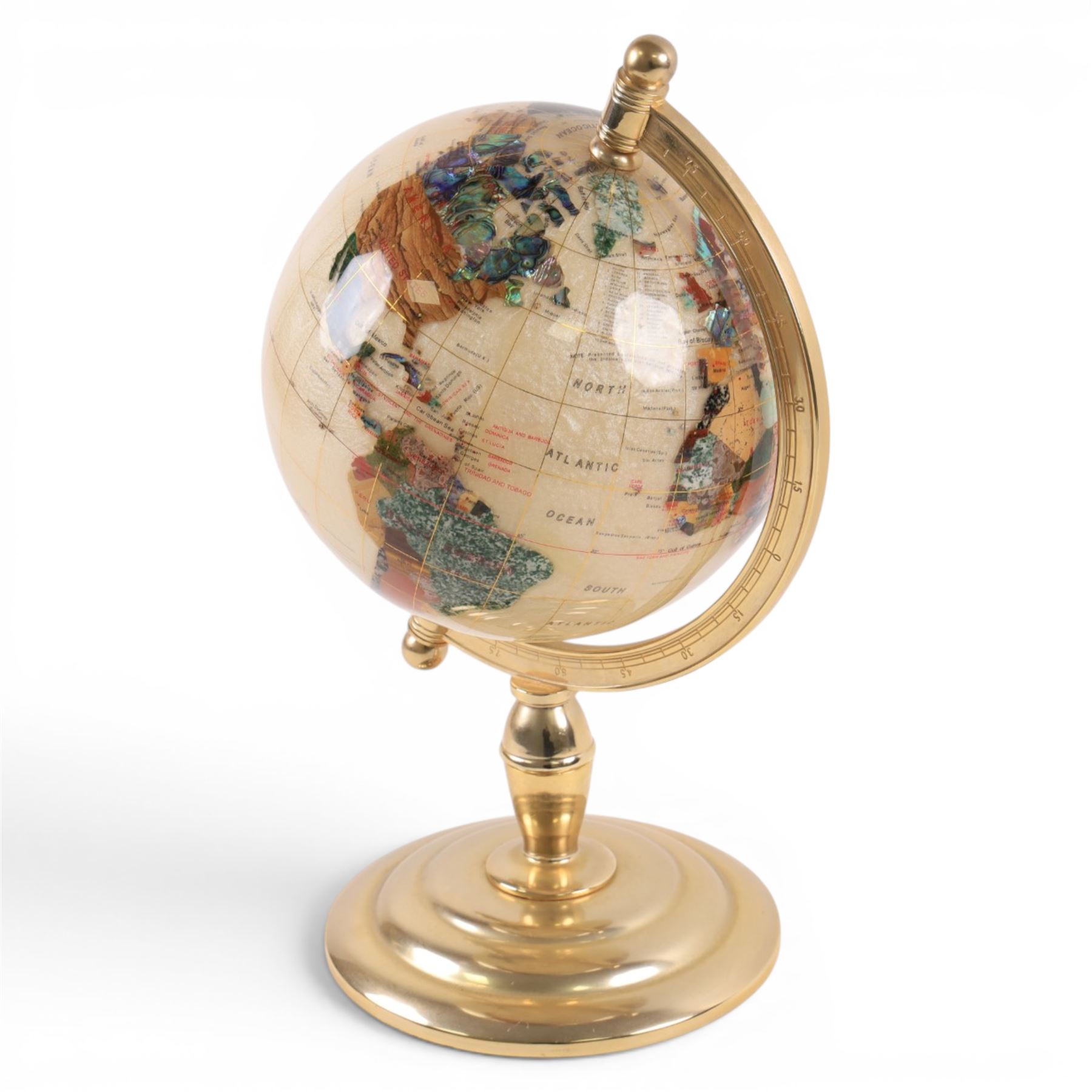 Table-top gemstone specimen globe, H41cm