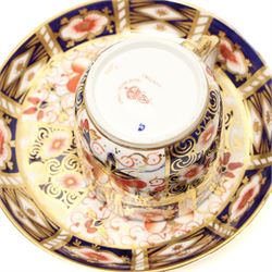 Set of six Royal Crown Derby pattern 2451 teacups and saucers, and two spare saucers (14)