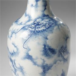 Chinese blue and white vase, of baluster form, painted with a dragon among clouds, unmarked, H26cm 