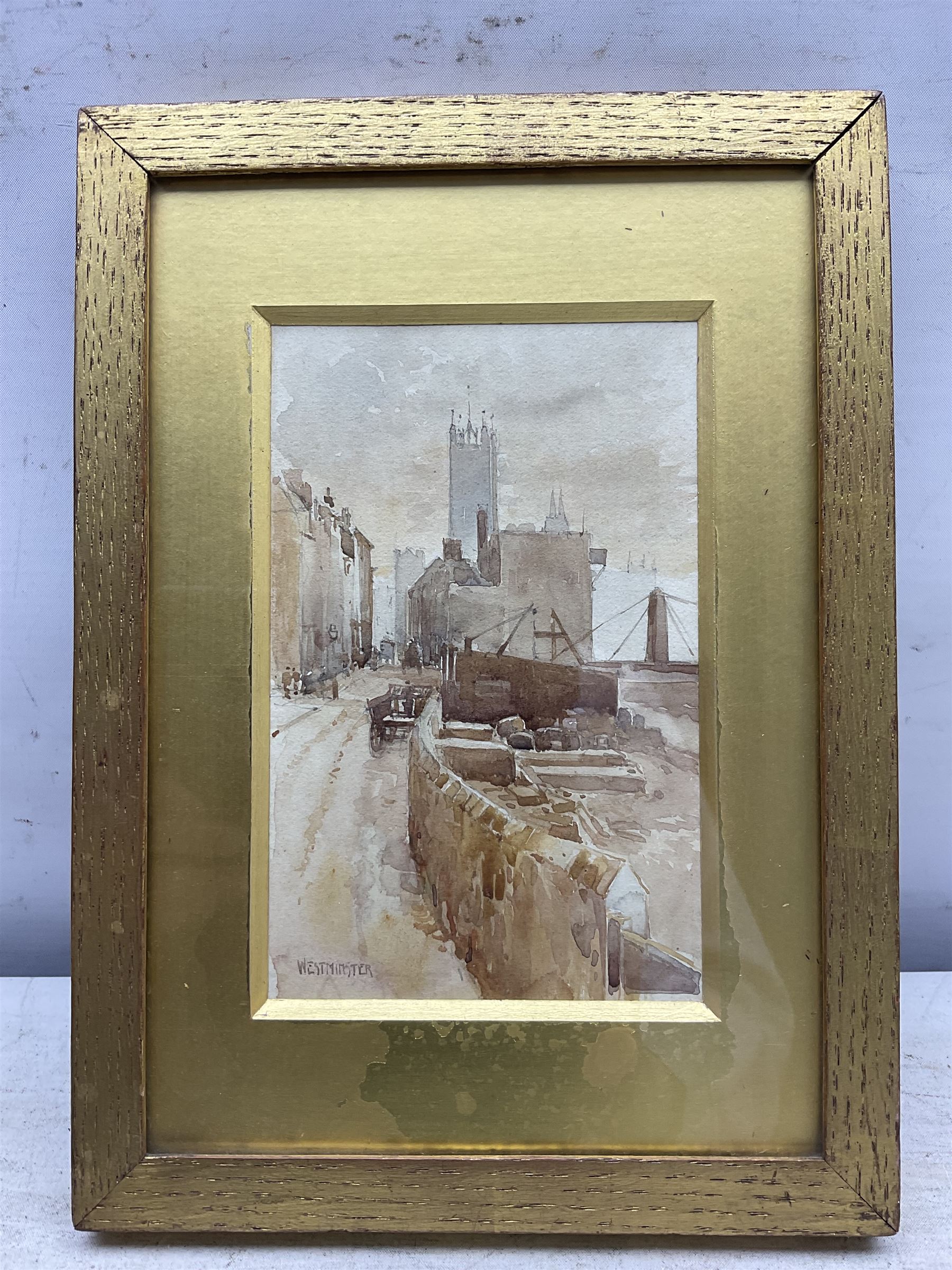 English School (Early 20th century): 'Westminster' and 'Cuckmere Haven - Sussex', pair watercolours titled unsigned 16cm x 10cm (2)