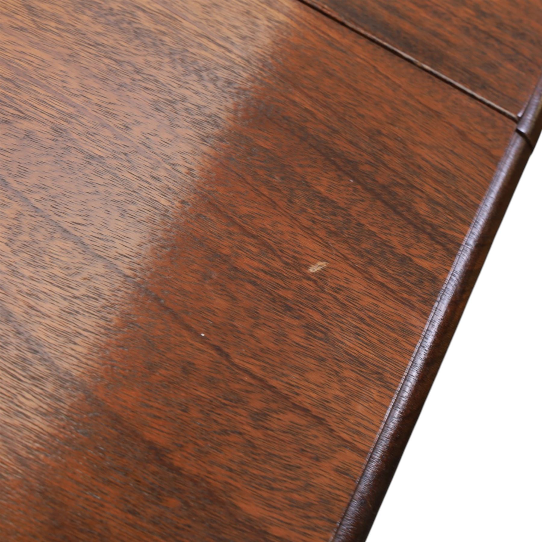 Regency design mahogany extending twin pedestal dining table with two additional leaves, raised on splayed supports terminating brass paw feet
Extends to 268cm