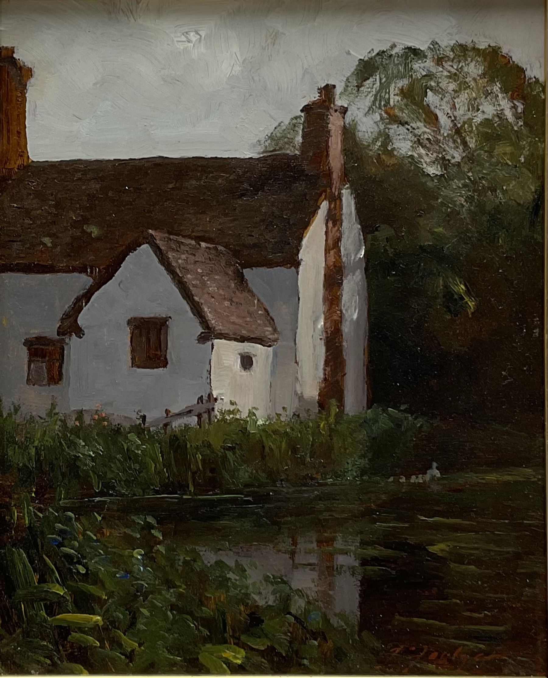 John Foulger (British 1942-2007): 'Willy Lott's Cottage' Flatford Mill, oil on board signed 24cm x 20cm