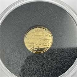 Queen Elizabeth II Alderney 2020 '80th Anniversary of Dunkirk' gold proof quarter sovereign coin, with certificate