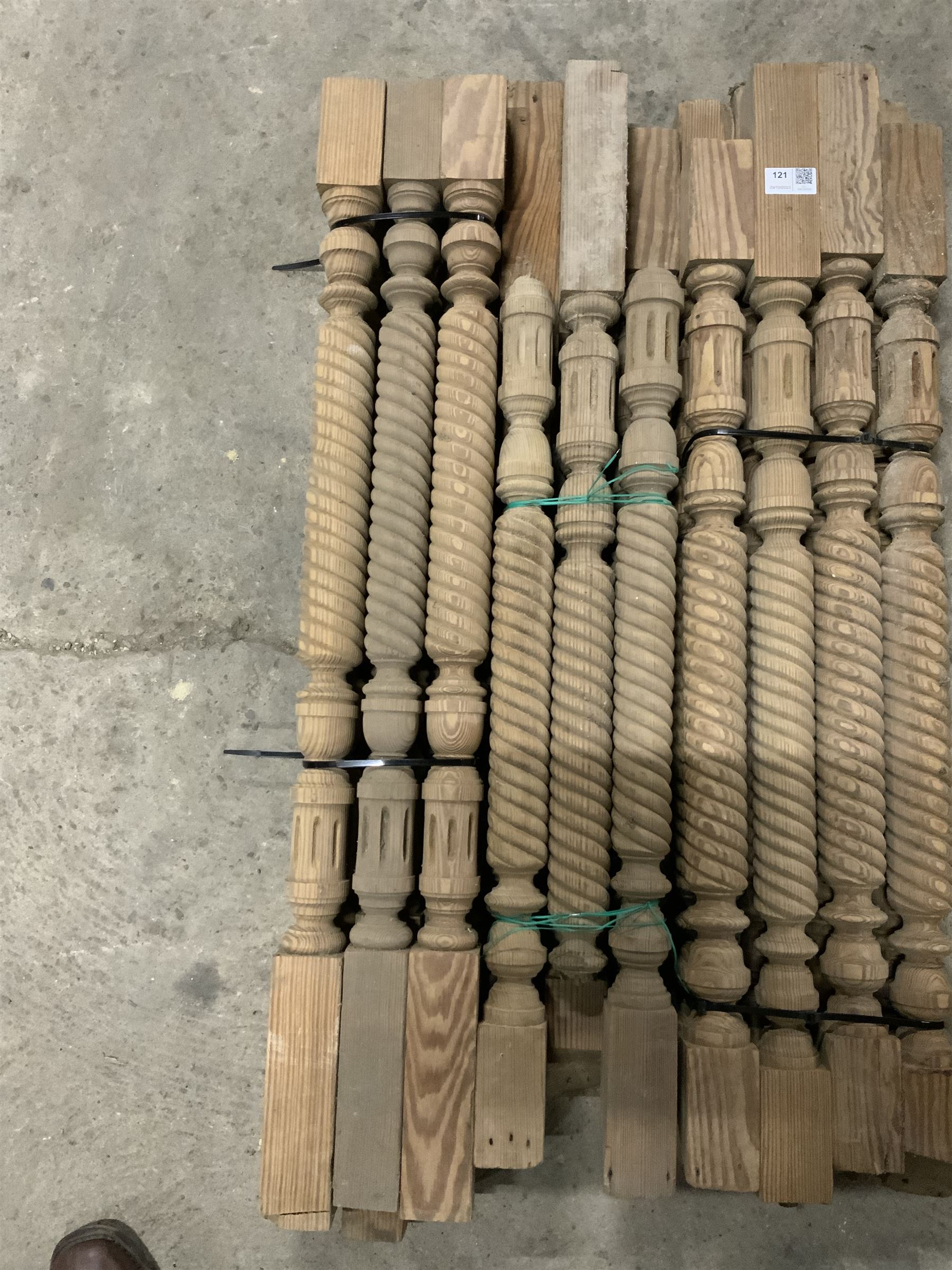 Twenty nine pitch pine staircase spindles, two types - THIS LOT IS TO BE COLLECTED BY APPOINTMENT FROM THE OLD BUFFER DEPOT, MELBOURNE PLACE, SOWERBY, THIRSK, YO7 1QY