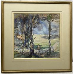 Charles Hodge Mackie RSA RSW (Scottish Staithes Group 1862-1920): The Shepherd, watercolour signed 38cm x 40cm