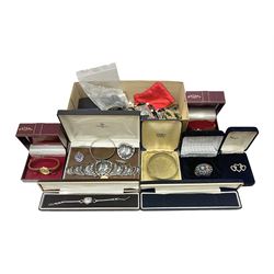 Siam silver bracelet and other silver jewellery, collection of costume jewellery, wristwatches including Seiko and a quantity of empty jewellery boxes