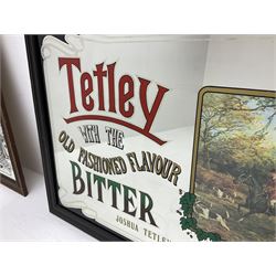Art Nouveau style Moet & Chandon advertising mirror, together with a Tetley bitter advertising mirror, Tetley H63cm, L89cm