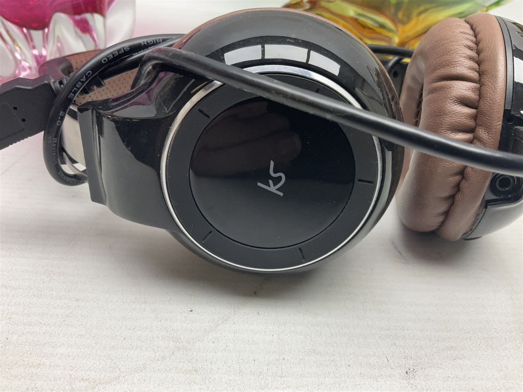 Metamec and H. Samuel battery operated brass carriage clocks, bronzed style abstract figure signed 'Cotp W', two art glass splash bowls, etc