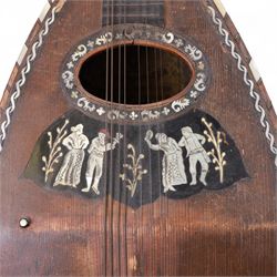 Neapolitan bowl-back mandolin with inlaid faux tortoiseshell scratch plate, inner label reads Gennaro Palumbo & Figlio