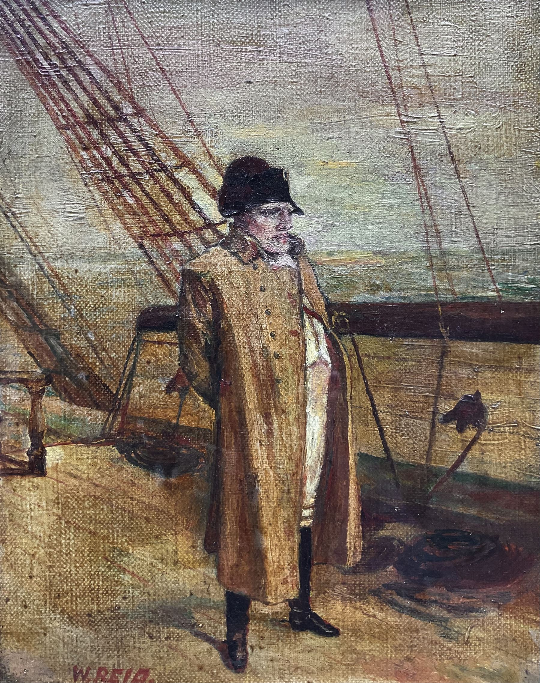 English Naive School (19th Century): Portrait of Napoleon, oil on canvas signed 'W Reid' 24cm x 19cm 