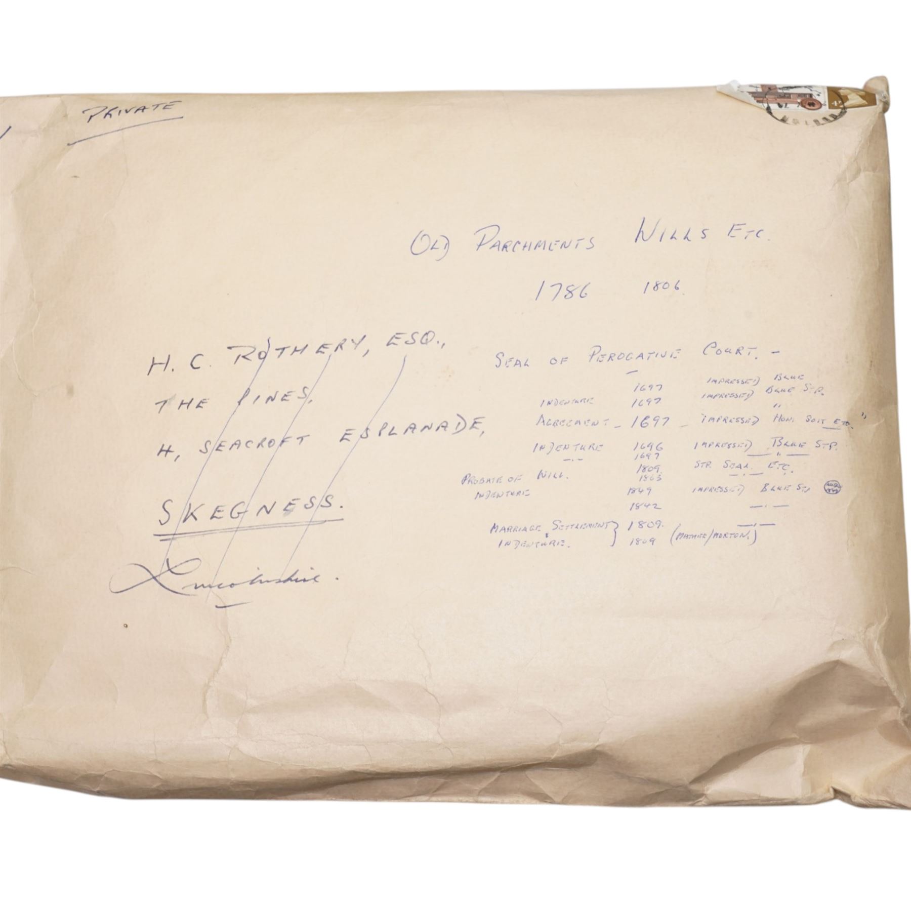 The Mather Family Archive - An extensive collection dating from 1690 to the 19th century of family indentures including Wills, Leases, Conveyances, Abstracts of Title etc .together with two 19th century photograph albums, ambrotypes, autograph and scrap books, ledgers etc and wall shields with the Mather crest, family tree etc.
The Mather family of Lancashire has a lineage of considerable historic interest on both sides of the Atlantic.  The family trace back to Richard Mather (1596-1669) a prominent Puritan minister who emigrated to New England in 1635. His descendants in America include his son, Increase Mather (1639-1732), president of Harvard College and his grandson Cotton Mather (1663-1728) who was an influential theologian and writer of early American history