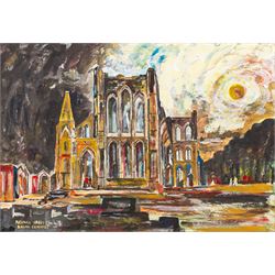 Brian Edwards (British 1944-): 'Rievaulx Abbey 1', acrylic on canvas signed, titled verso ...