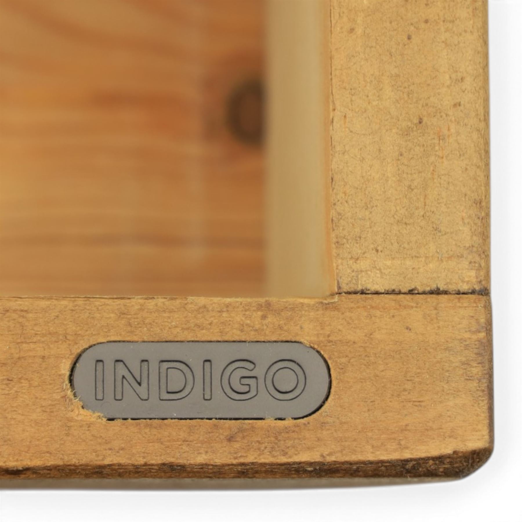 Indigo Furniture - rustic oak twin pedestal desk, rectangular plank top, with central frieze drawer, the fixed pedestals with three drawers and metal cup handles, raised on a plinth base