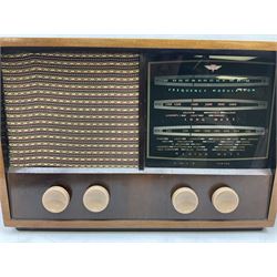 1950s Telefunken Deutschland TFK Model 2663WK radio in mahogany case with Bakelite knobs, Rees Mace Marine walnut cased radio, W50cm H34cm D26cm, together with 1955 Kolster-Brandes KB LR10FM radio and Hacker Mayflower II radio (4)