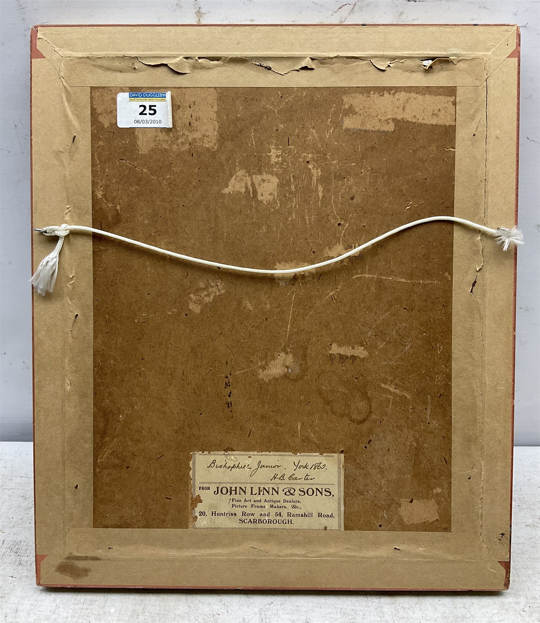 Henry Barlow Carter (British 1804-1868): 'Bishophill Junior York', watercolour unsigned, titled attributed and dated 1860 on John Linn of Scarborough label verso 19cm x 14cm