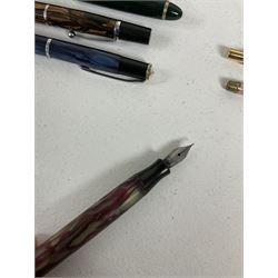 Large quantity of pens and propelling pencils, to include Rotring ballpoint pen, Osmiroid fountain pen, Parker fountain pen, Platignum ballpoint, etc, together with quantity of cases and boxes