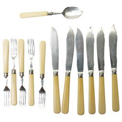 Collection of silver fish knives and forks