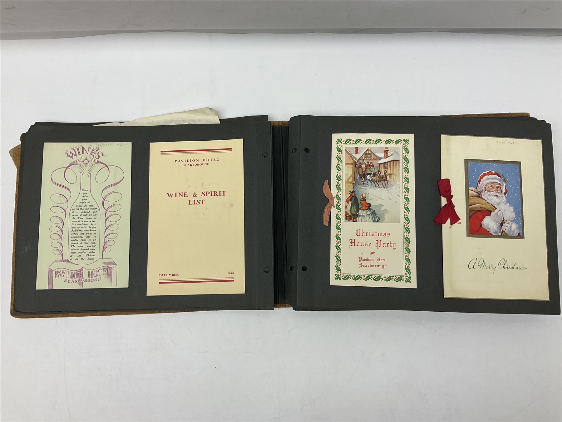 Local history - menus from the Pavilion Hotel, Scarborough, housed in two albums, 1930s and later 