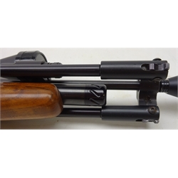  Brocock Contour CO2 air rifle .177cal with pierced shaped walnut stock, SMK 3-9x40 laser scope and folding bi-pod, in soft sleeve with a box of pellets, barrel cleaners etc  