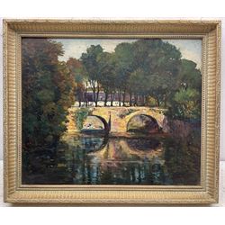 William Henry Charlton (Newcastle 1846-1918): 'Scene near Quimperlé - France', oil on board signed, titled on label with artist's Gosforth address verso 36cm x 44cm