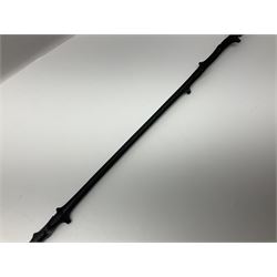 Victorian trap/coaching whip, principally in blackened thorn wood, with a silver cap engraved 'Marmaduke Furness Esquire Nov 1st 1904', hallmarked London 1900, makers mark AC, L173cm 