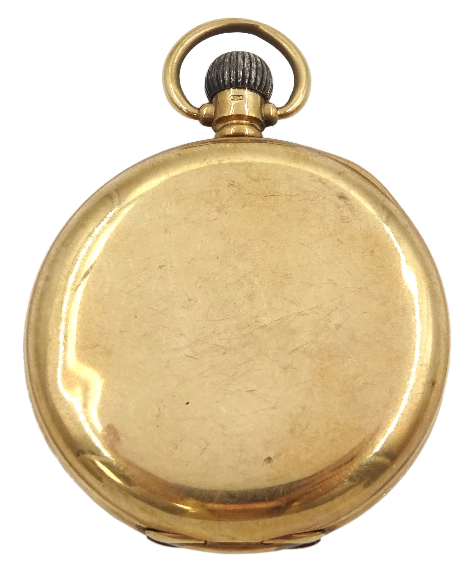 Early 20th century 9ct gold open face keyless lever presentation pocket watch, inner cover inscribed 'Presented to Sgt. H. Jeavons. Goldstream Guards M.M by the Manvers Main Collieries Ltd & their Workmen as a Token of Appreciation on Being Awarded the Military Medal for Bravery on the Battlefield 1918', case by Dennison, Birmingham 1917