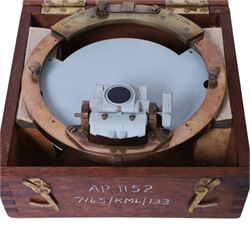 Admiralty pattern Azimuth circle, no. 1152 and a brass nautical compass on gimbal, both in wooden cases