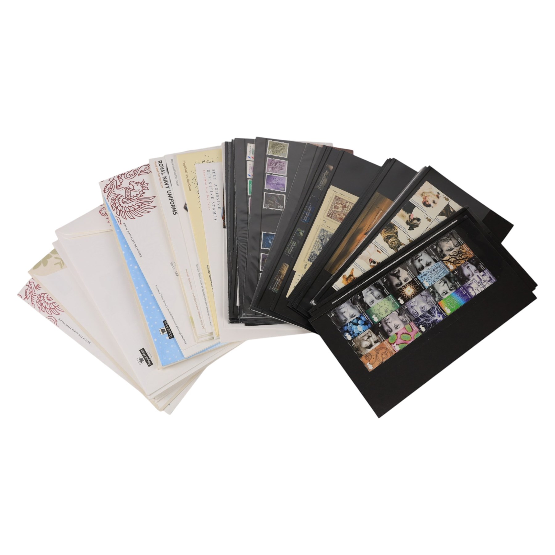 Great British stamps, including Queen Elizabeth II mint decimal stamps, face value of usable postage approximately 150 GBP, first day covers, etc, in two boxes