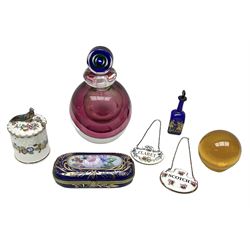 Murano glass scent bottle, together with Royal Staffordshire comport, glass paperweight, trinket box etc