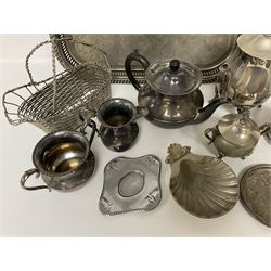 Quantity of Victorian and later silver plated metal ware, to include tray, teapots, etc