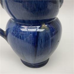 Bourne Denby Danesby Ware novelty owl jug, Electric Blue drip glazed, H15cm
