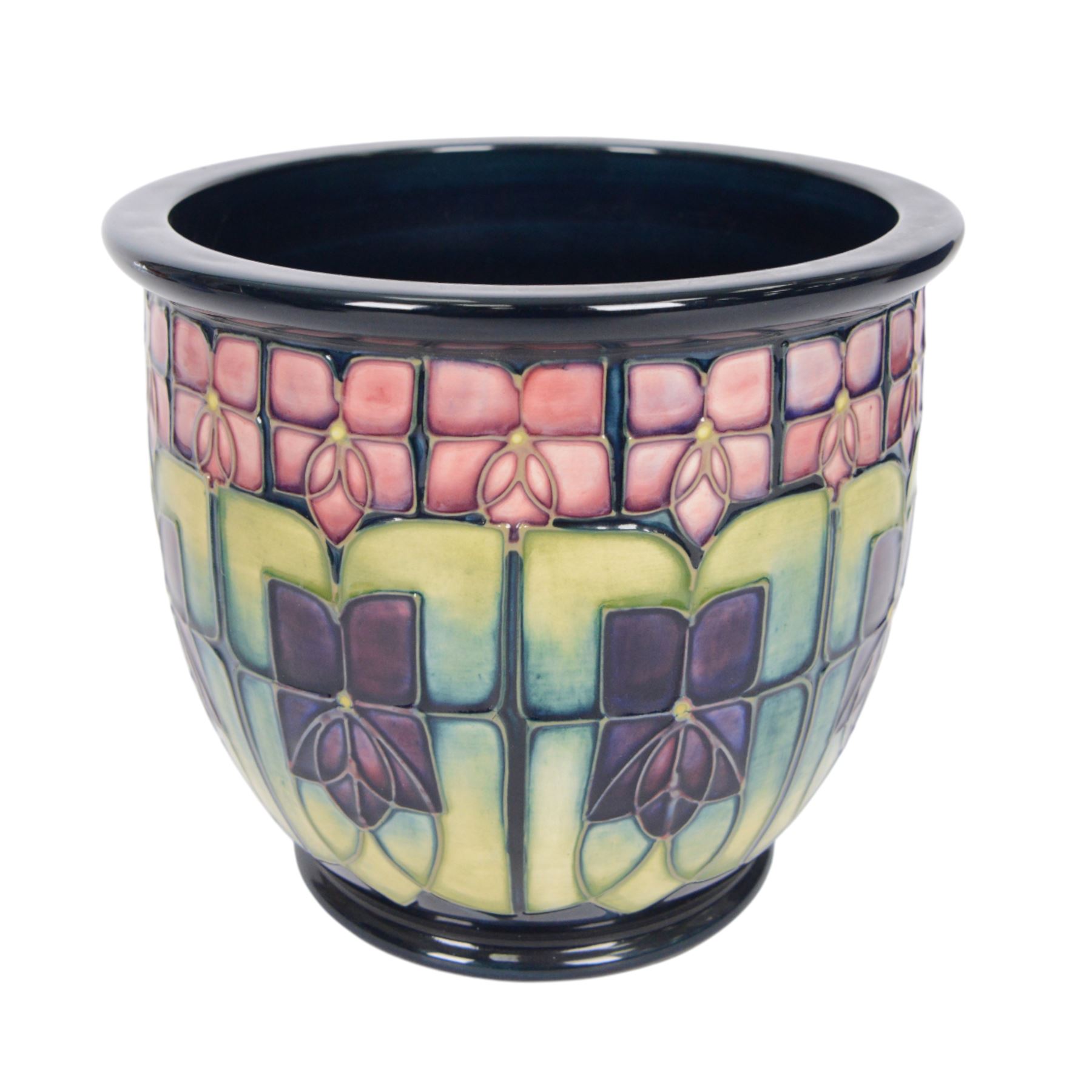 Moorcroft jardinière in Violets pattern, with box H16cm