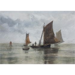 Frederick William Scarborough (British 1860-1939): Boats in a Calm, watercolour signed 24cm x 34cm 