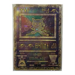 Collection of mainly vintage Pokemon cards including Charizard Base Set Holographic number 4/102 and two Ancient Mew 2000 promo cards, some housed within plastic wallets and some loose